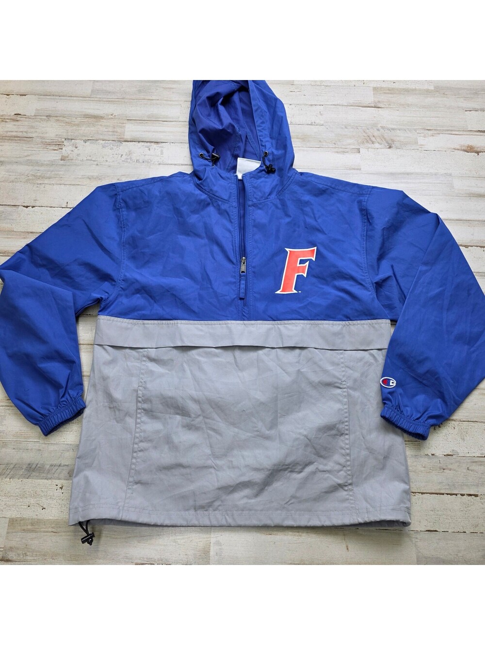 Champion Florida Gators Windbreaker Jacket S Blue Gray Packable Pullover Hooded